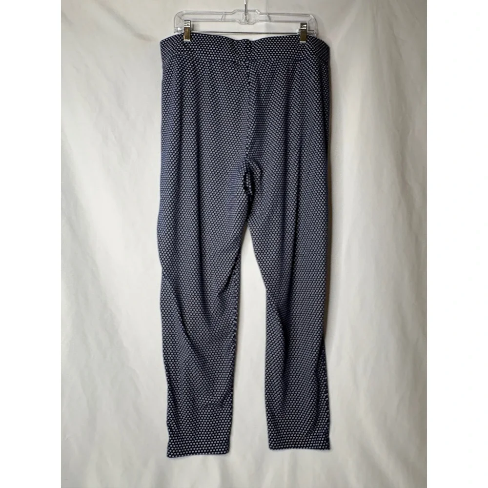 Lands End Womens Navy Polka Dot Pajama Set Long Sleeve Top and Pants Large 14-16